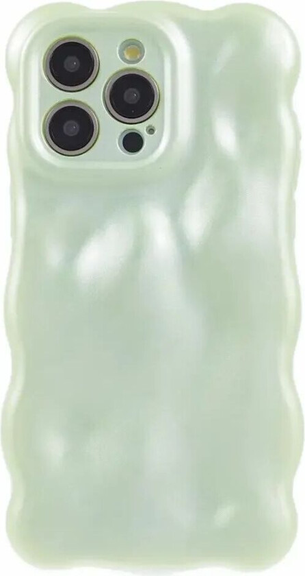 iPhone 15 Pro Fleksibelt Plastdeksel m. Bølget Design - Lysegrønn