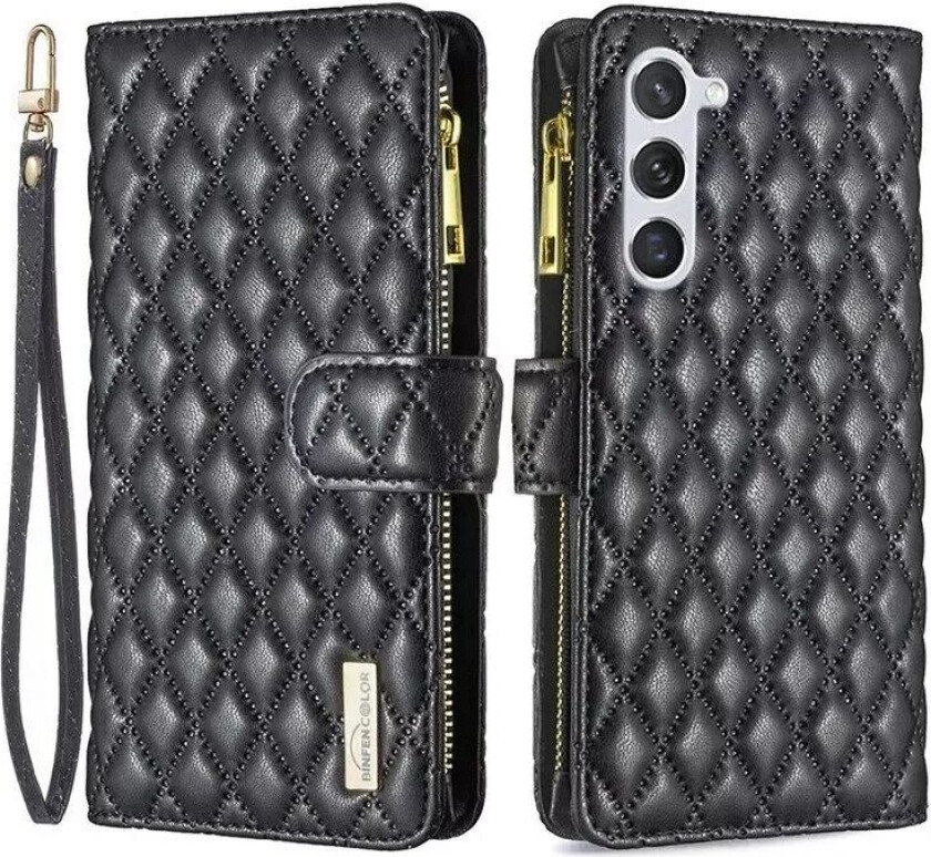 Samsung Galaxy S23 Deksel i Kunstskinn m. Innebygd Lommebok og Stativfunksjon - Svart