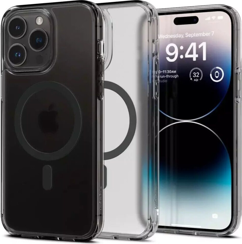 iPhone 14 Pro Max Ultra Hybrid Deksel - MagSafe Kompatibel - Matt Gjennomsiktig / Frost Black