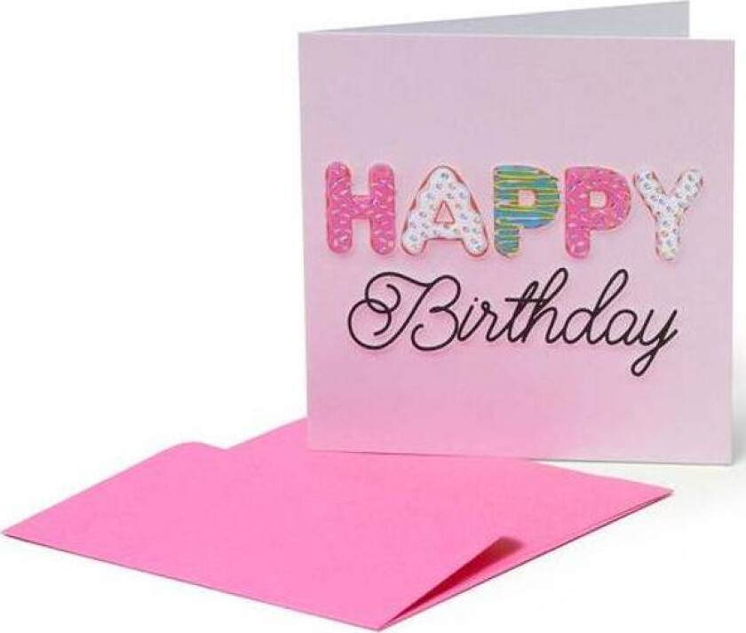 Bursdagskort S Pink Happy Birthday