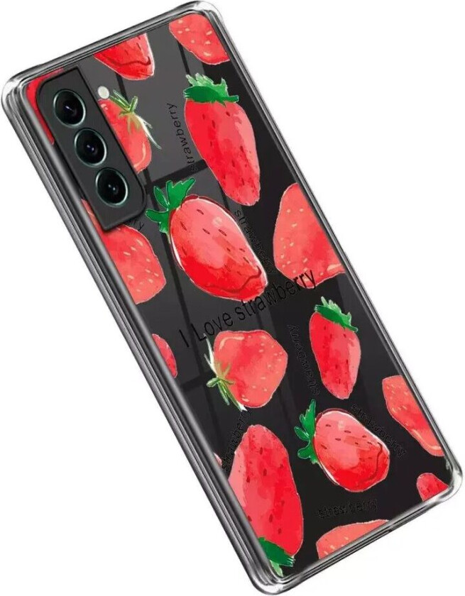 Samsung Galaxy S23 Fleksibel Plast Bakdeksel m. Motiv - Jordbær