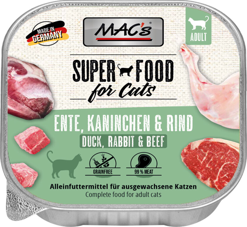 Økonomipakke MAC's katteskål 64 x 100 g - And, kanin og storfekjøtt