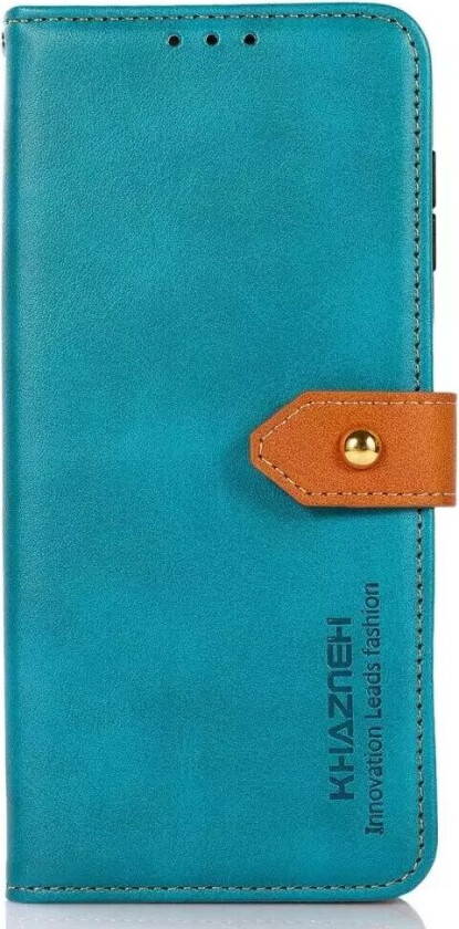 iPhone 14 KHAZNEH PU-Skinn Flip Deksel med Lommebok & Kortholder - Blå