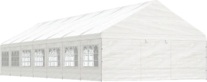 Paviljong med tak hvit 15,61x5,88x3,75 m polyetylen