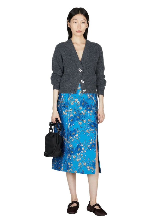 Ganni 3d Jacquard Midi Skirt Skjørt Blå Mønster  female 40