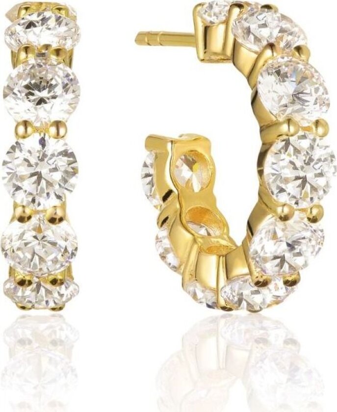 Belluno Forgylt Sølv Øredobber Med Zirconia SJ-E42115-CZ-SG
