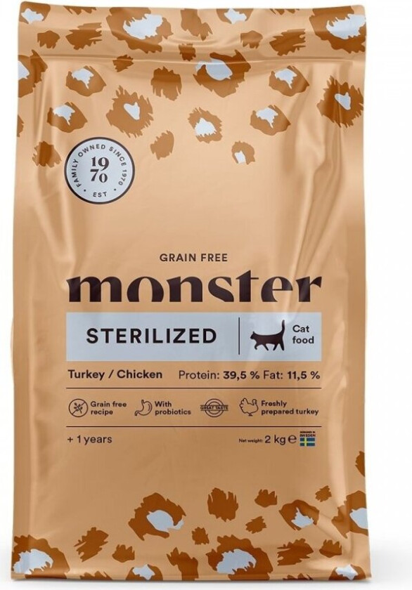 Monster Cat Adult Grain Free Sterilized Turkey & Chicken (2 kg)
