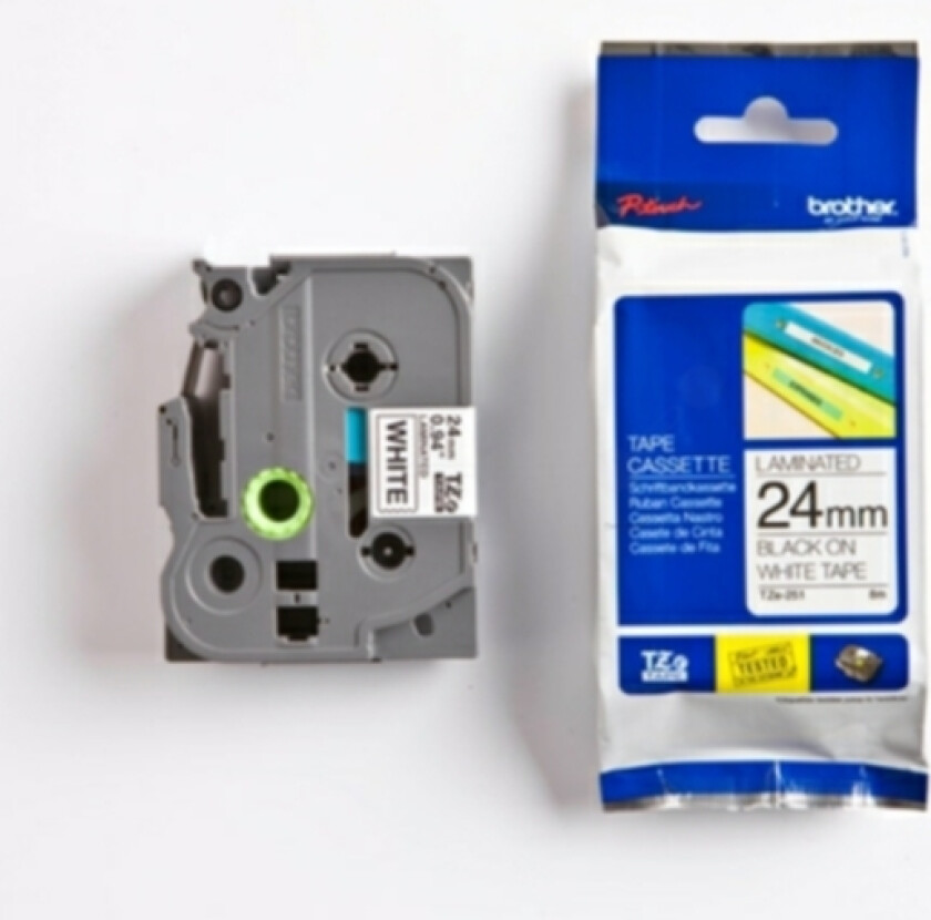 Tape 24mm Tze-251 Svart/hvit