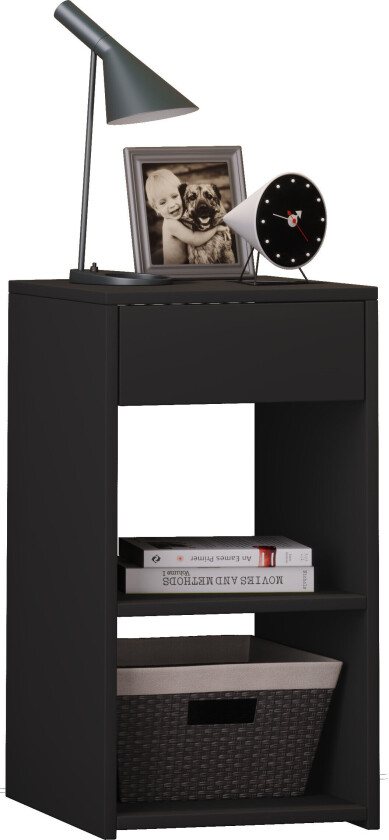 Sledo Maxi nattbord 1 skuff, 2 hylle svart.