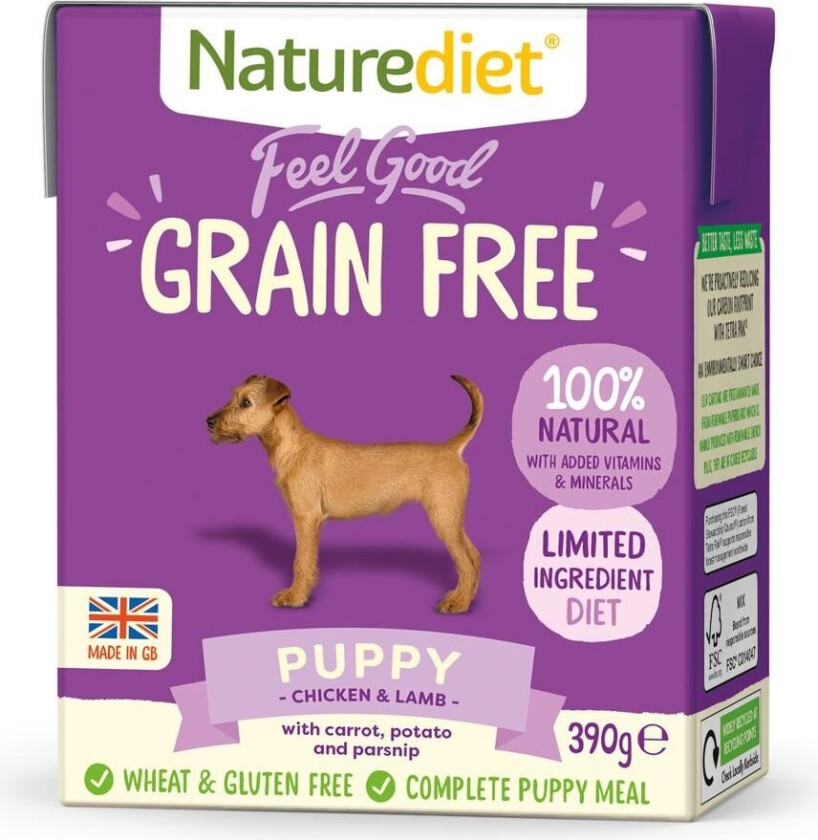 Naturediet Grain Free Puppy Kylling og Lam (390 g)