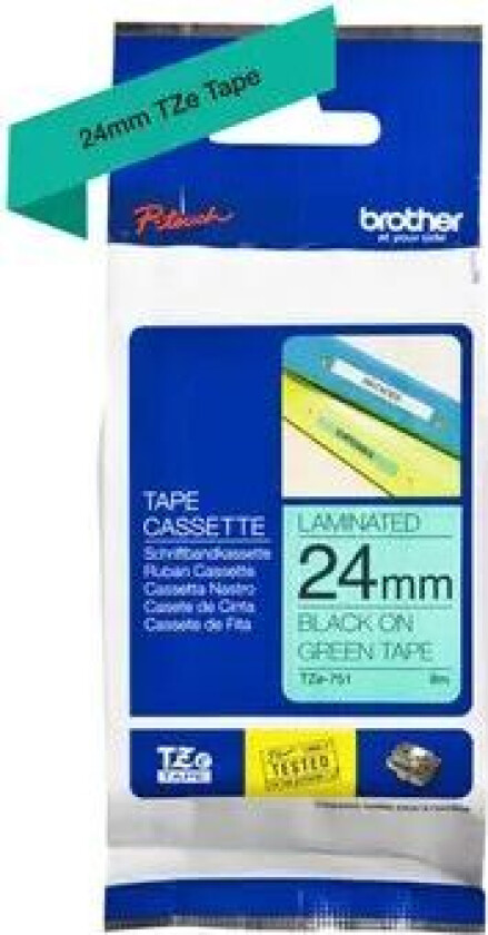 Tape 24mm Tze-751 Svart/gr�nn