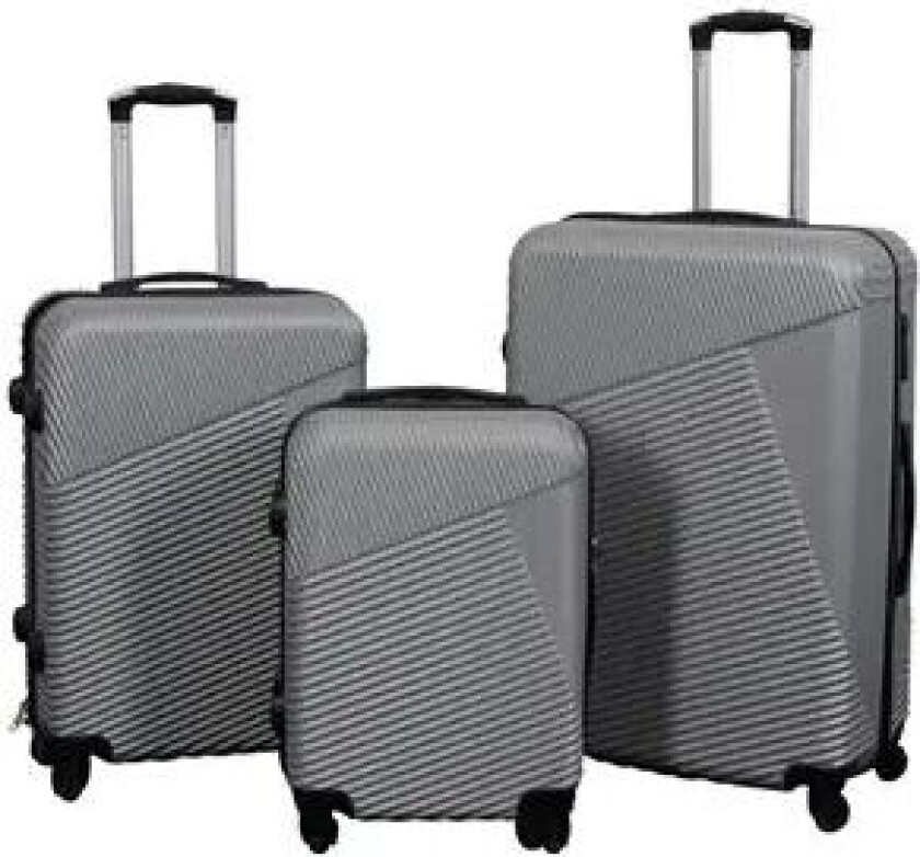 Reisesett - Sett med 3 stk. - Eksklusivt hardcase koffertsett - Silver lines