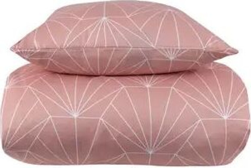 Sateng sengesett - 140x200 cm - Hexagon fersken - 100% Bomullssateng