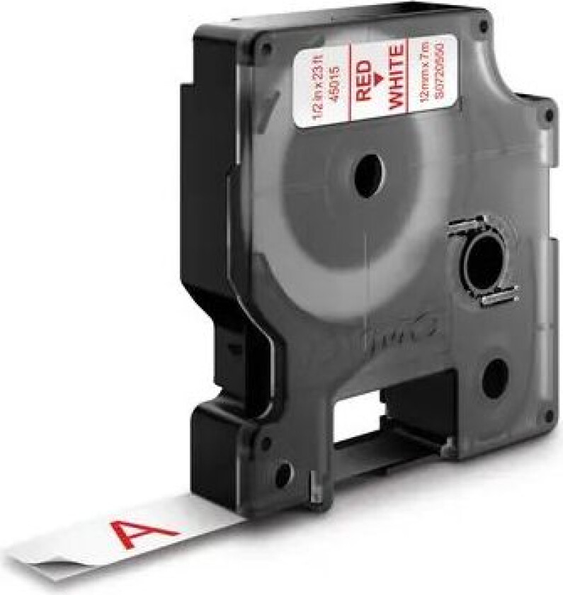 Dymo Tape D1 12mm Rød/gjennomsiktig