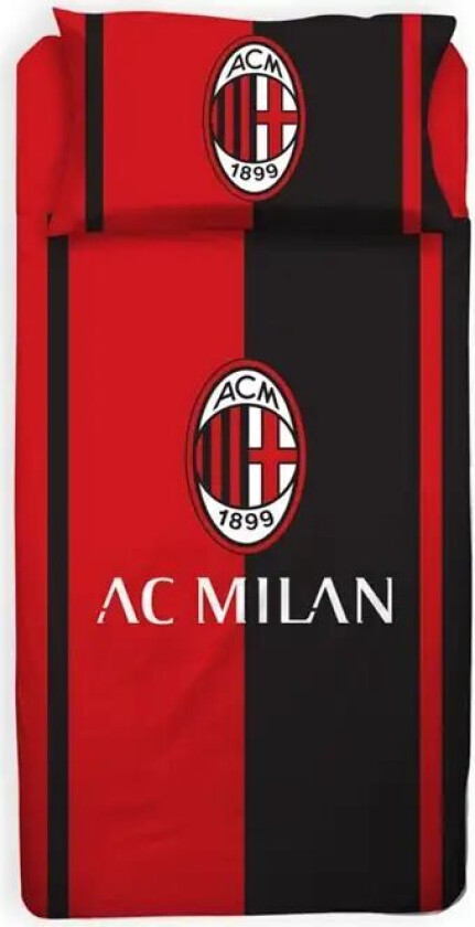 Fotballsengetøy - 140x200 cm - AS Milan sengesett - 100% bomull