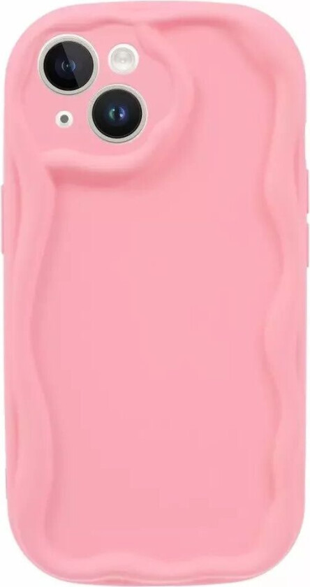 iPhone 13 Fleksibelt Plast Deksel m. Bølgete Kanter - Rosa