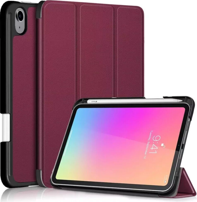 iPad Mini (2021) Tri-fold Deksel med Apple Pencil Holder - Vinrød