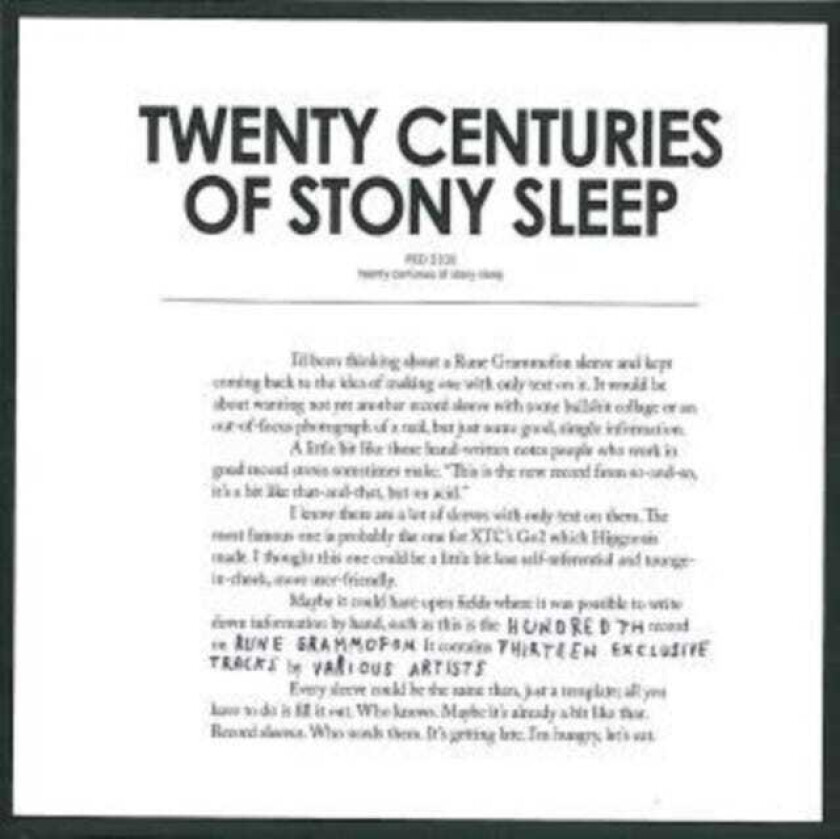 Diverse Artister  Twenty Centuries Of Stony Sleep  Rune Grammofon  LP/Vinyl