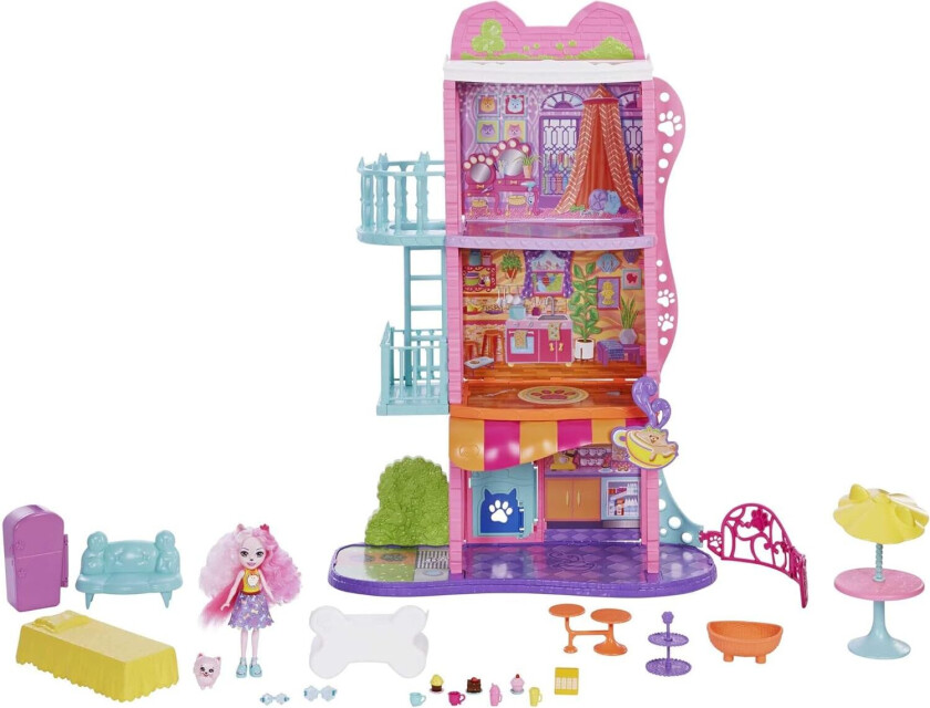 Townhouse And Café Playset Dukkehus Med Tilbehør Hhc18