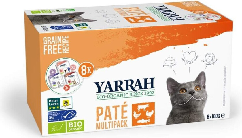 Yarrah Organic Cat MultiPack Paté Grain Free 8 x 100 g
