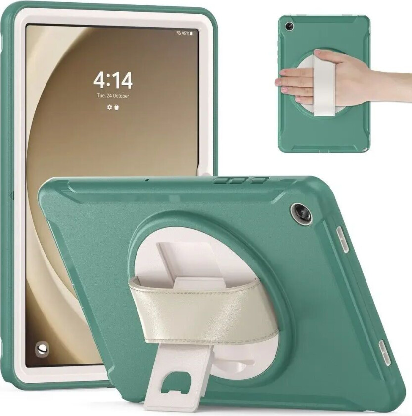 Samsung Galaxy Tab A9+ (Plus) Håndverker Deksel m. Håndholder & Kickstand - Grønn