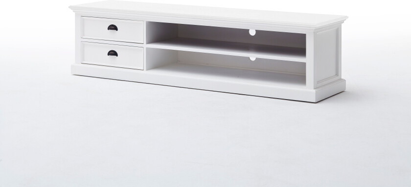 Halifax tv-benk med 2 skuffer og 1 hylle hvit.