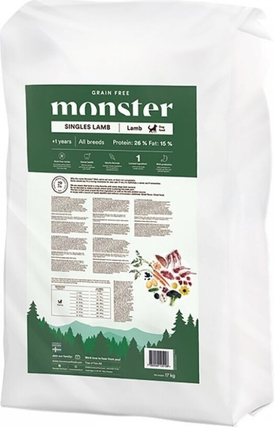 Bilde av Monster Dog Adult All Breeds Grain Free Singles Lamb (17 kg)