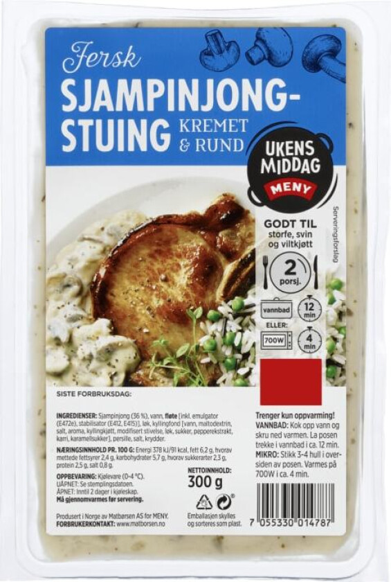 Sjampignonstuing Kremet 300g Meny