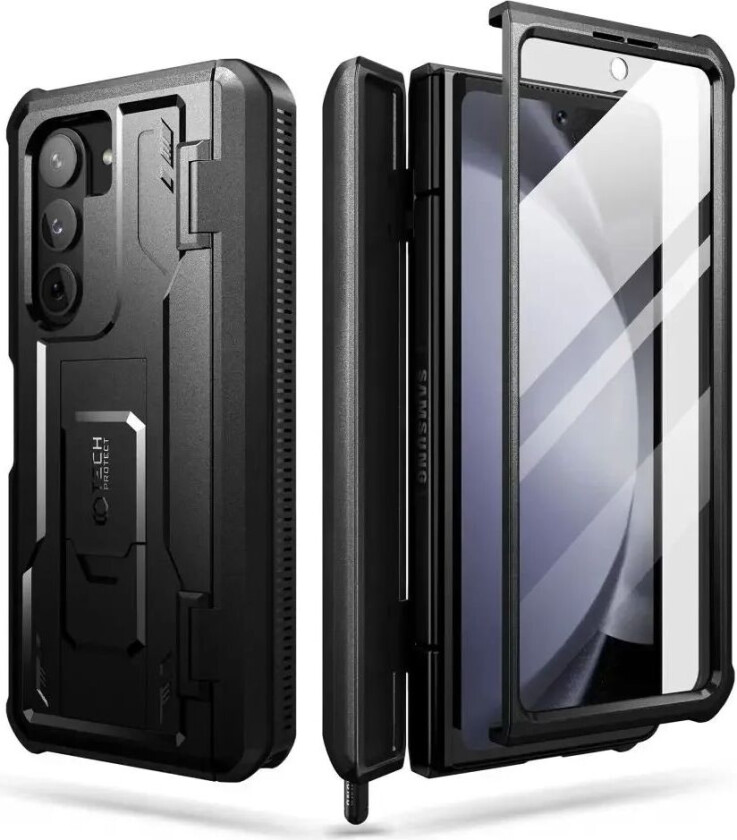 Tech-Protect Samsung Galaxy Z Fold5 Tech-Protect Kevlar Pro Pen Håndverker Deksel med Skjermbeskyttelse og Stativ - Svart