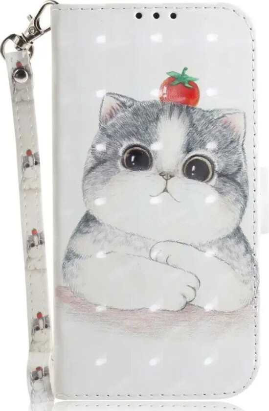 Samsung Galaxy A25 (5G) Kunstskinn Deksel m. Trykk & Stropp - Søt Katt