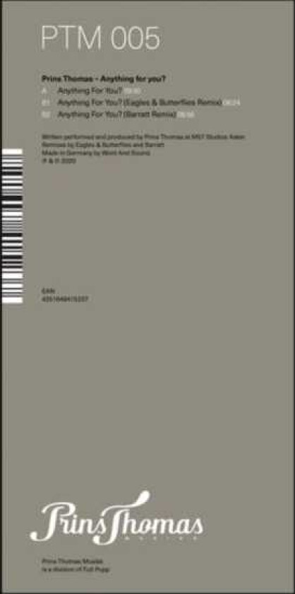 Prins Thomas Anything For You LP/Vinyl