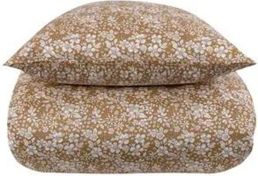 Sateng sengesett - 100% Bomullssateng - Small flowers golden - 150x210 cm