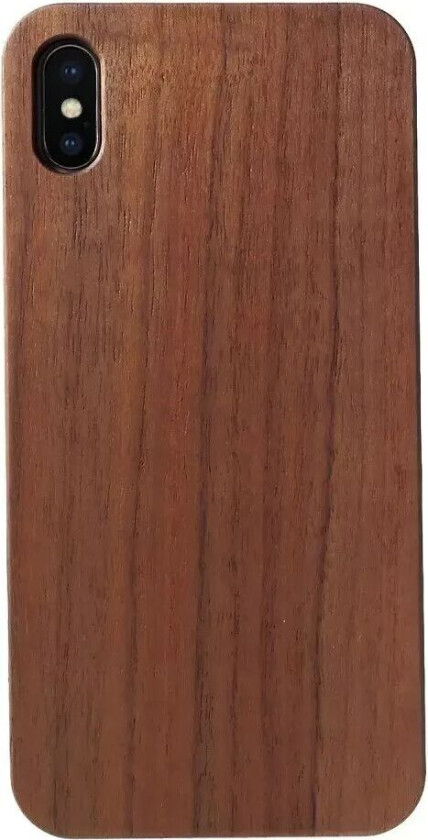 iPhone Xs Max Premium Plastikk Deksel m. Ekte Tre - Mørkebrun