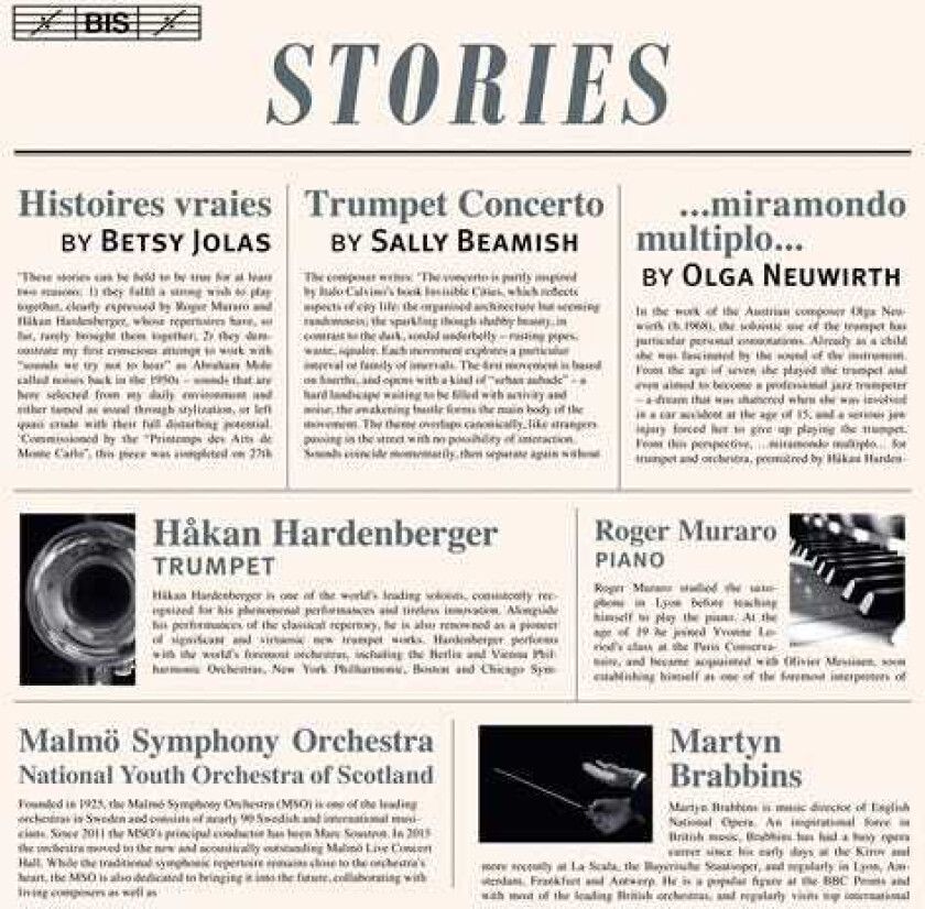 Sally Beamish, Betsy Jolas, Olga Neuwirth, HAKAN HARDENBERGER, Roger Muraro, Malmö Symphony Orchestra, National Youth Orchestra Of Scotland, Martyn Brabbins Stories – Trumpet Concertos CD