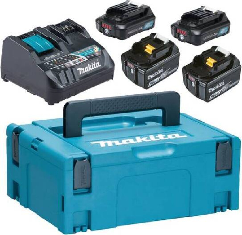 Batterisett 2 X 2,0 Ah 2 X 5,0 Ah Lader Dc18re