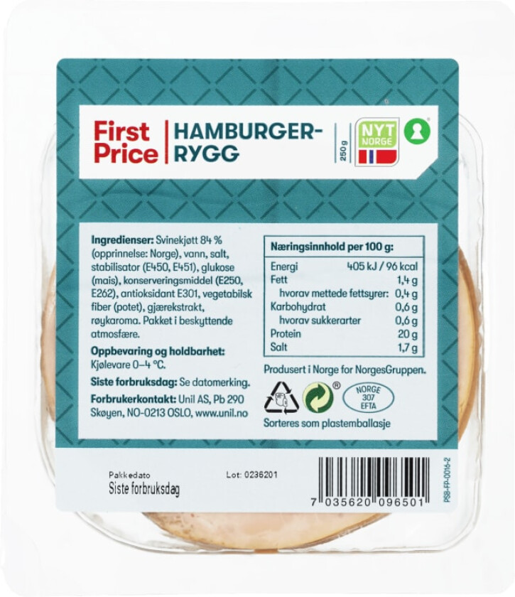 Hamburgerrygg 250g