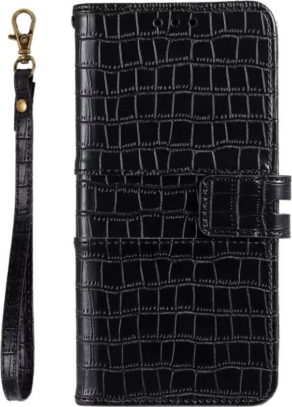 Samsung Galaxy A72 (4G / 5G) Krokodille PU Skinndeksel m. Lommebok - Sort