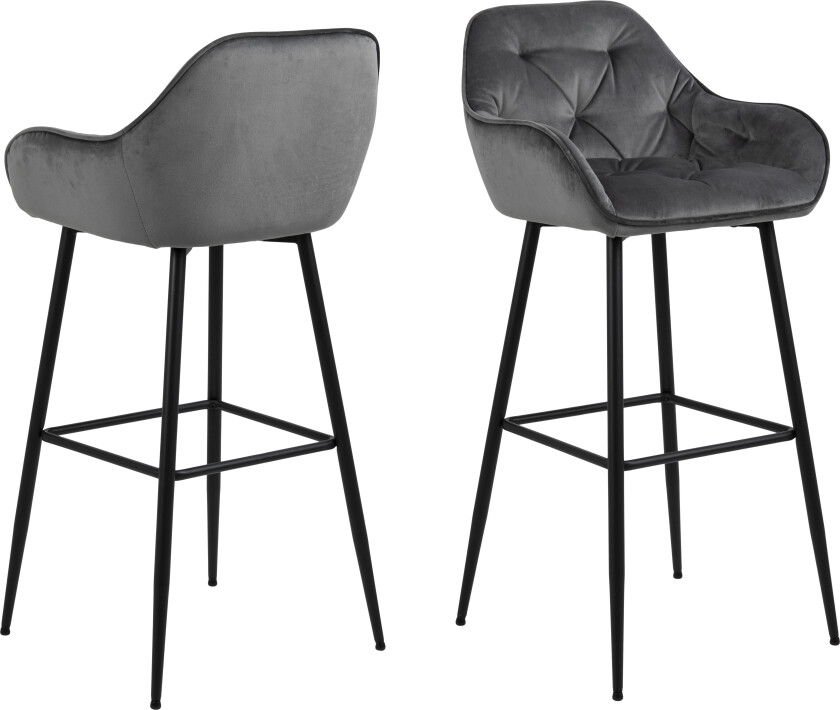 Brooke barstol velour mørkegrå.