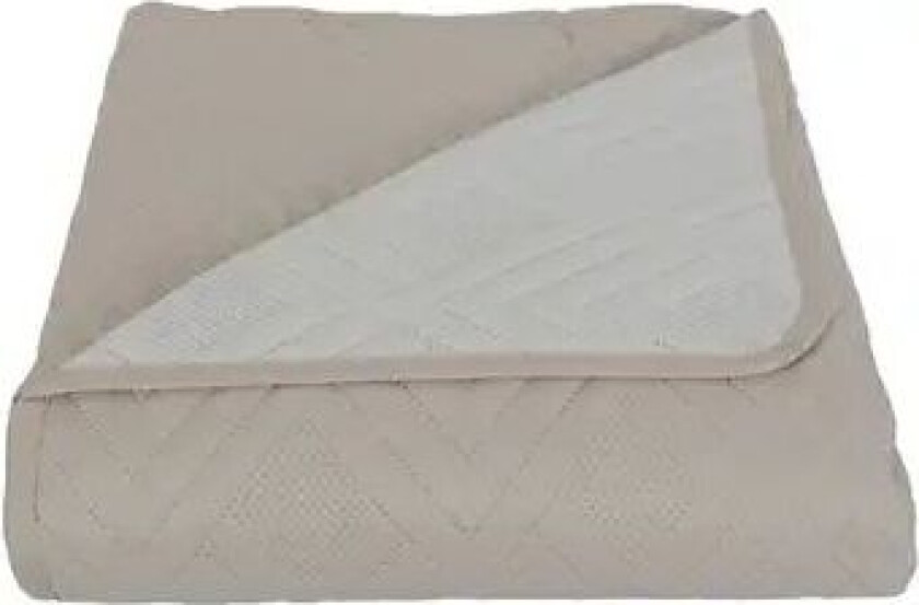 Sengeteppe - Sandfarget og hvit - 140x240 cm - Quiltet grafisk mønster