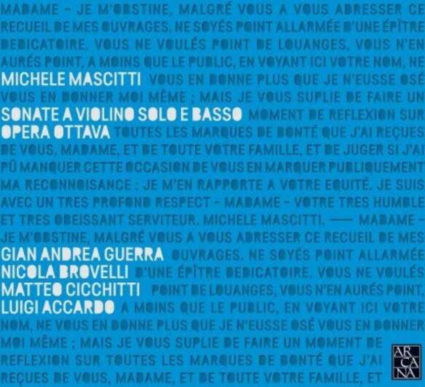 Michele Mascitti Mascitti: Sonate A Violino Solo E Basso CD