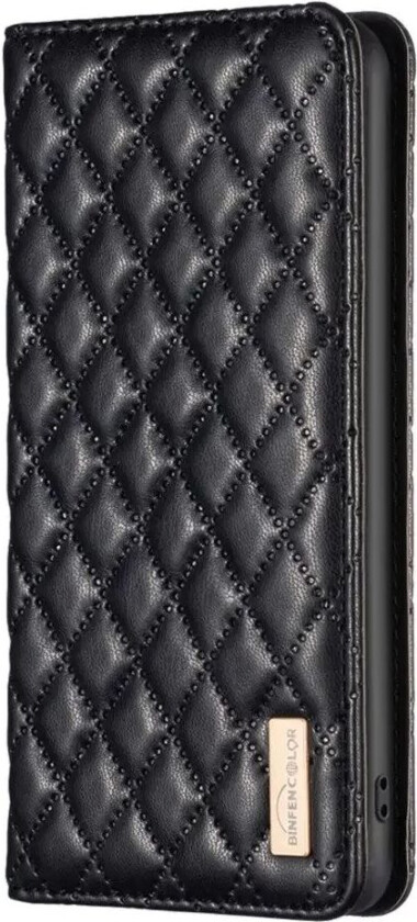 Samsung Galaxy A55 Mykt Skinn Deksel med Kortholdere og Stativfunksjon - Svart