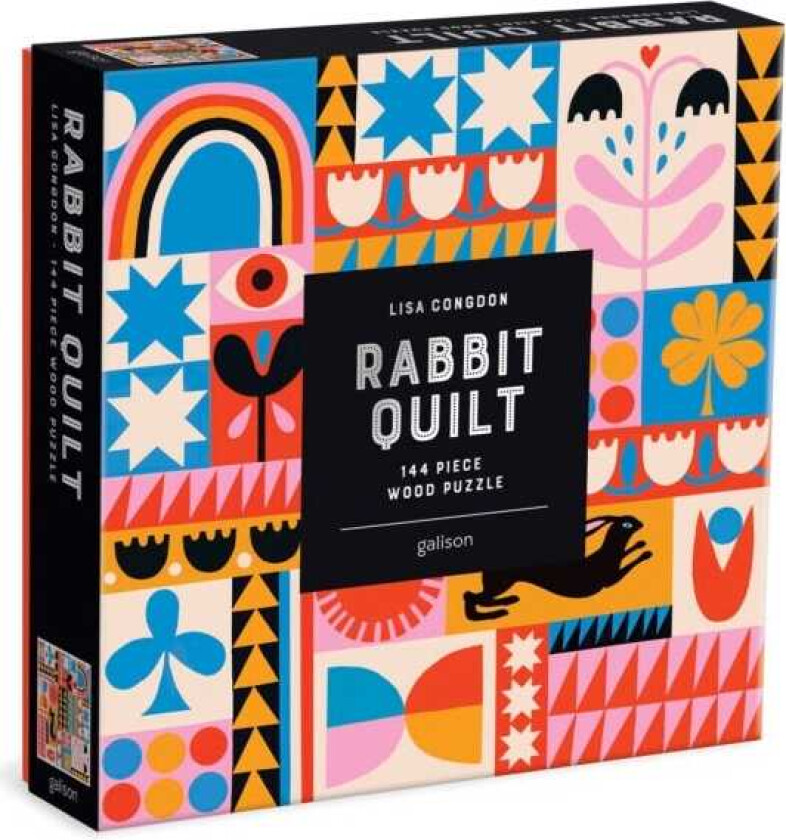 Lisa Congdon Rabbit Quilt 144 Piece Wood Puzzle