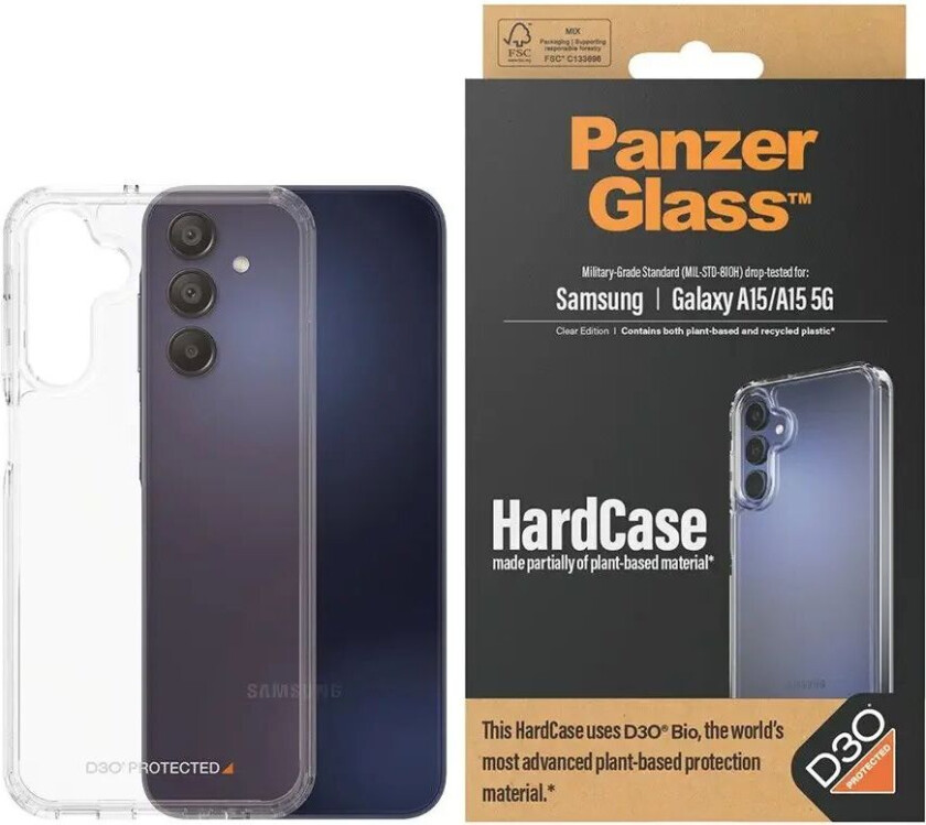 Samsung Galaxy A15 / A15 (5G) Deksel D3O Bio HardCase - Gjennomsiktig