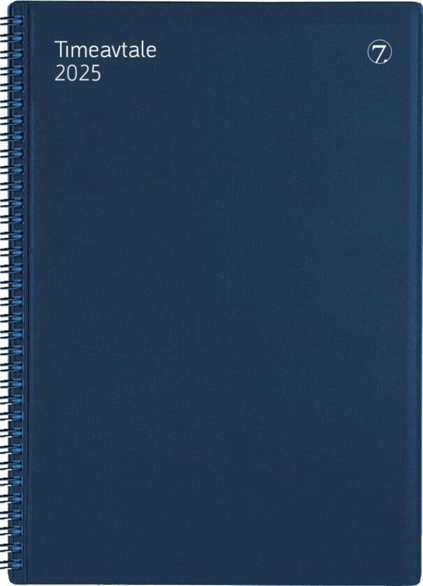 Kalender 2025 7.Sans Timeavtale Spiralisert Blå