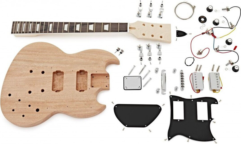 Gear4Music Guitarworks Vintage-Cutaway DIY Elektrisk Gitarsett