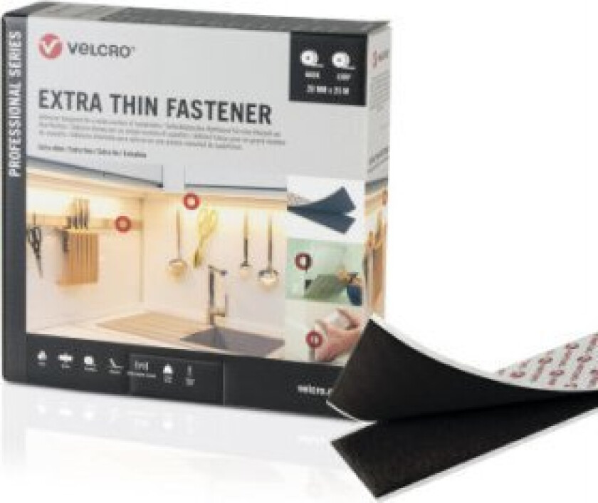 Triton Velcro Ekstra Tynn Festetape 25M Borrelåstape 25M Borrelåstape 50Mm Svart