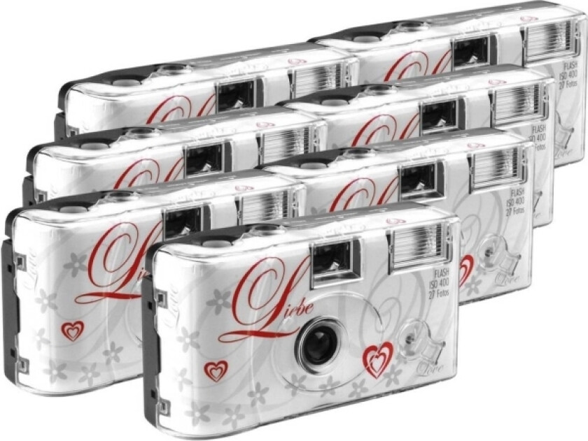 Topshot Love White Engangskamera 7 Stk Med Indbygget Blitz