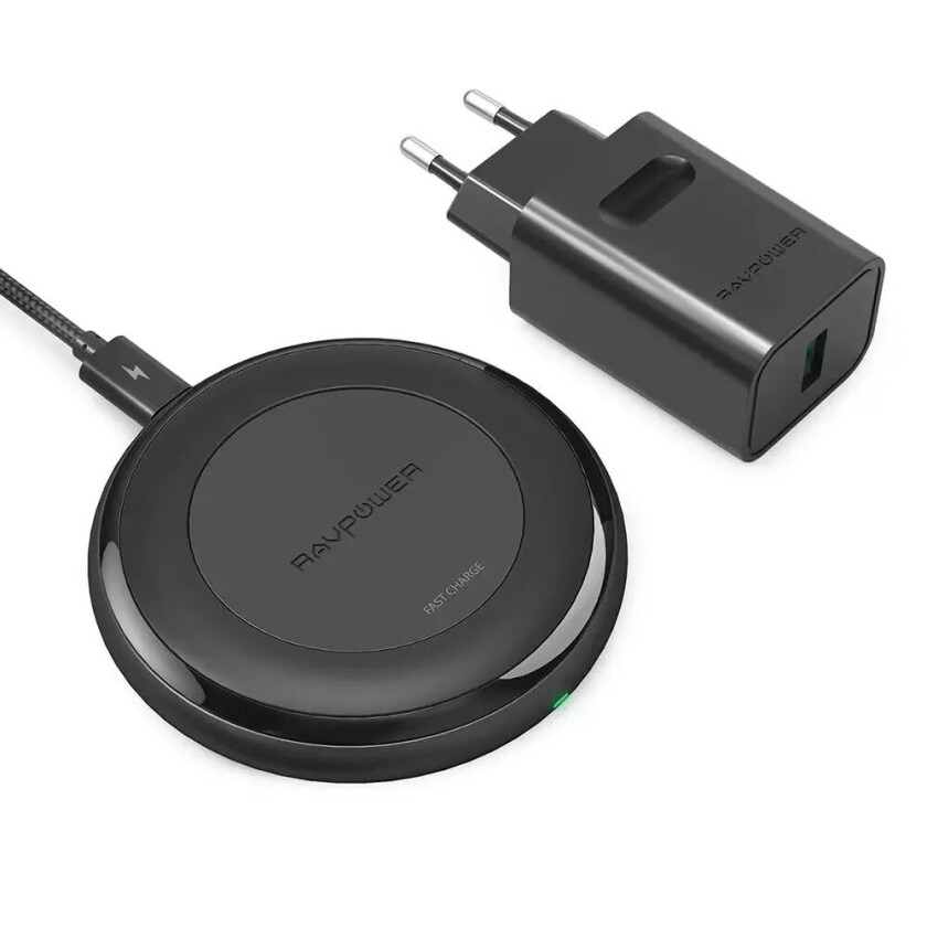 trådløs Qi-lader 10W + Hurtiglading - Svart