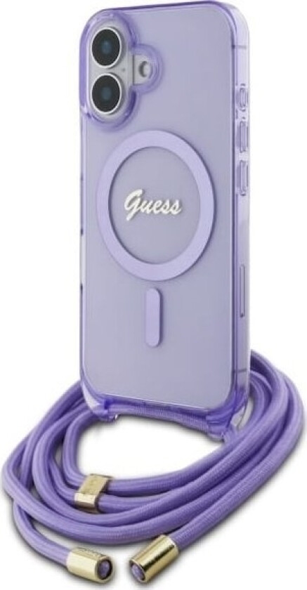 Deklas Guess Guhmp16shctsgnsu Iphone 16 6.1" Violetine/Violetine Hardcase Crossbody Cord Script Magsafe