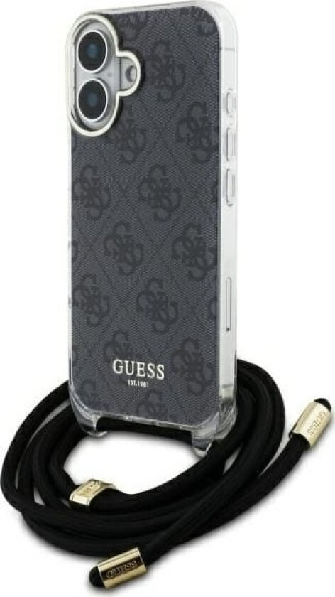 Deklas Guess Guhcp16shc4sek Iphone 16 6.1" Juoda/Juodas Hardcase Crossbody Cord 4G Print